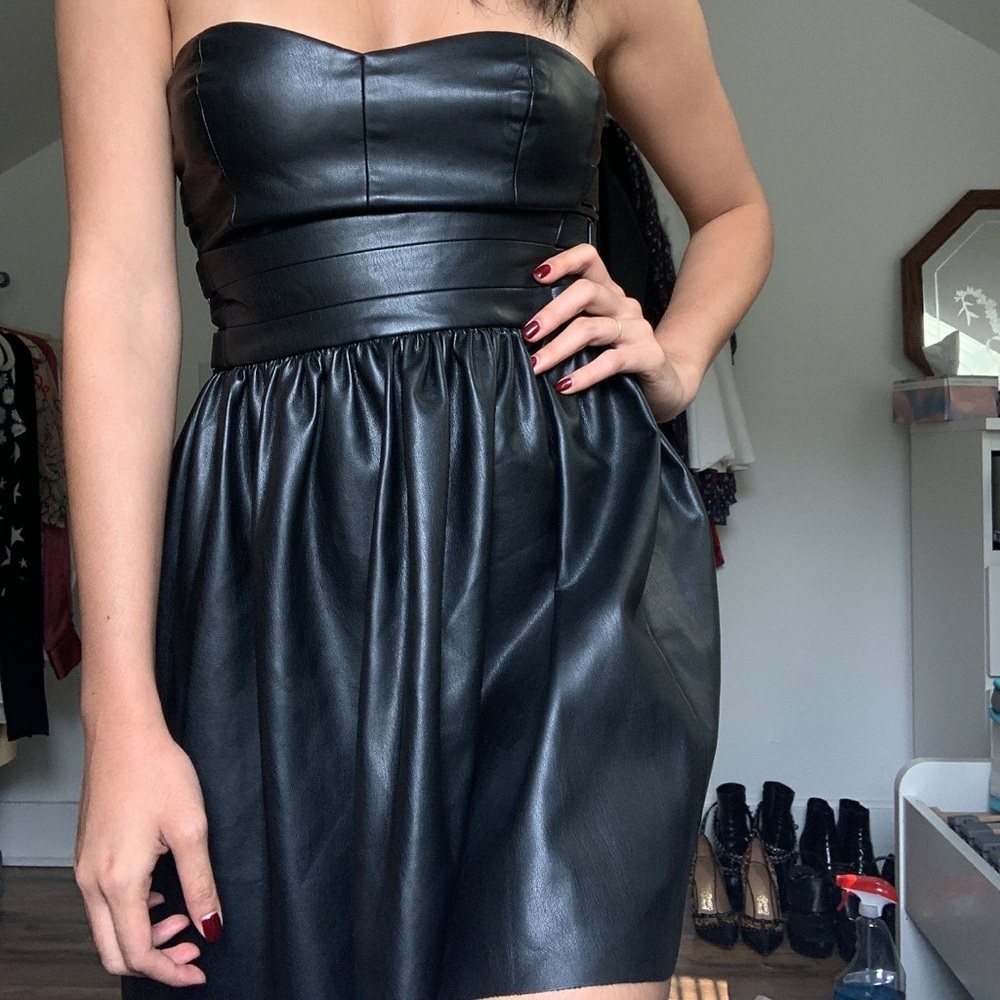 Faux Leather Mini Dress - Picture 3 of 4